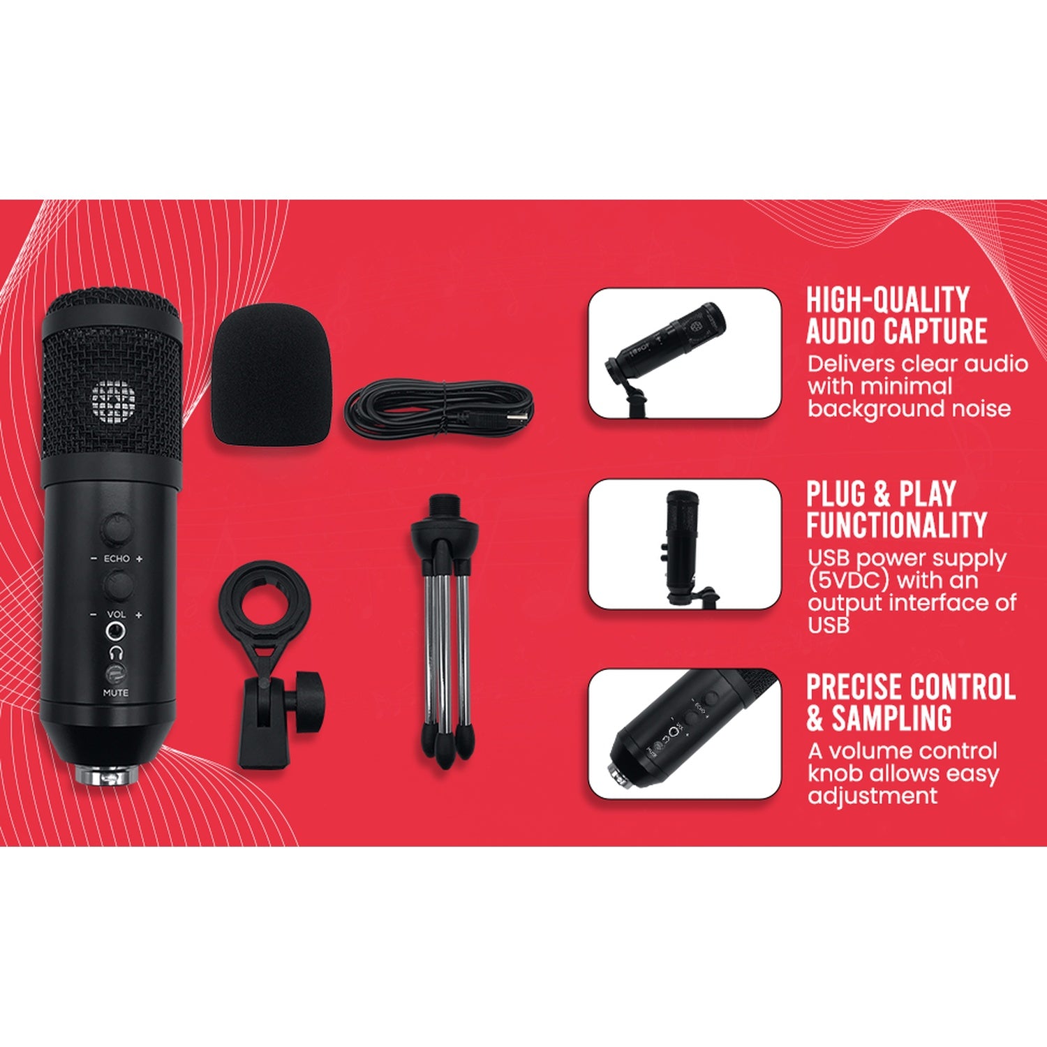 Audio Array AM-C41 Plug & Play Noise Cancelling USB Condenser Microphone