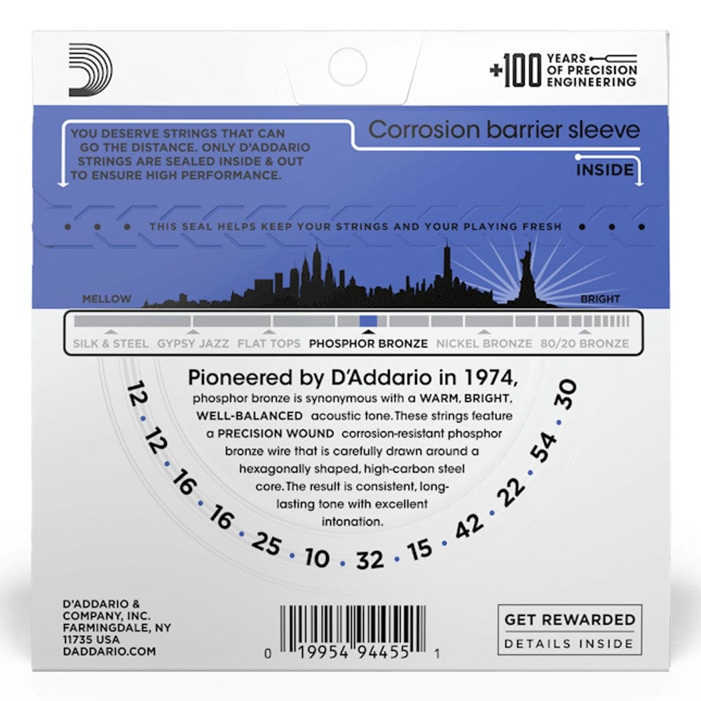 daddario acoustic guitar strings 0.012-0.052 d'addario phosphor bronze 12 string acoustic guitar string set