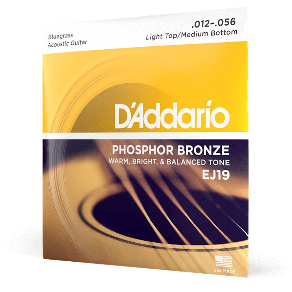 daddario acoustic guitar strings 0.012-0.056 d'addario ej19 phosphor bronze light medium bottom acoustic guitar string set