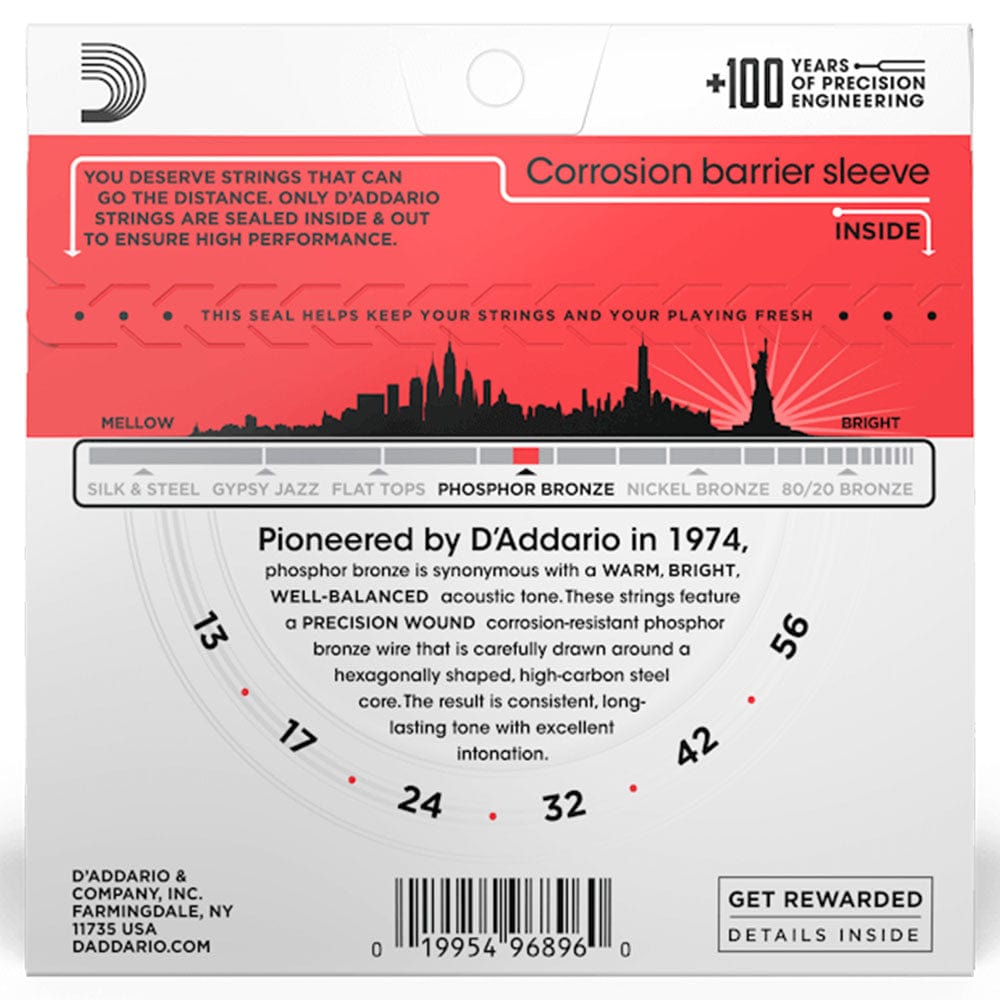 daddario acoustic guitar strings 0.013-0.056 d'addario ej24 phosphor bronze medium acoustic guitar string set