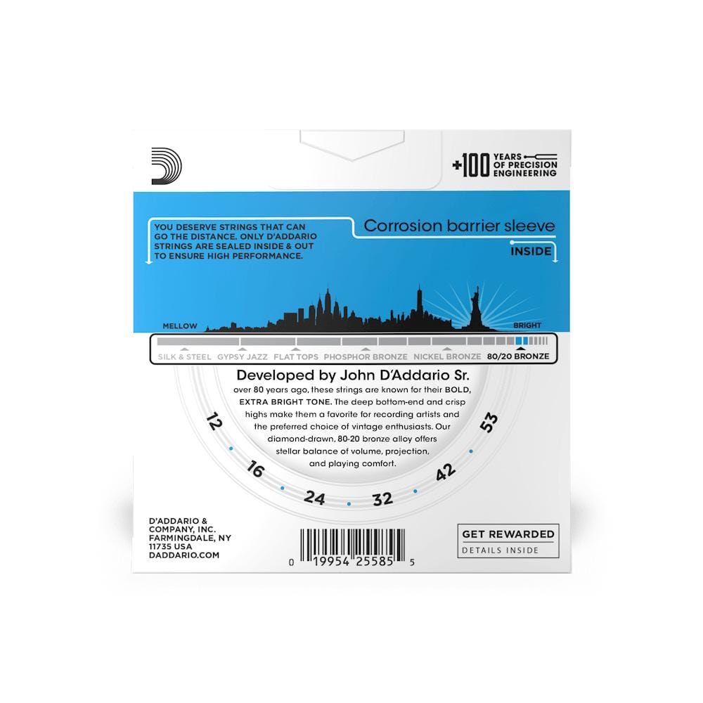 daddario acoustic guitar strings d'addario ej11 3d 3 pack bronze acoustic guitar string