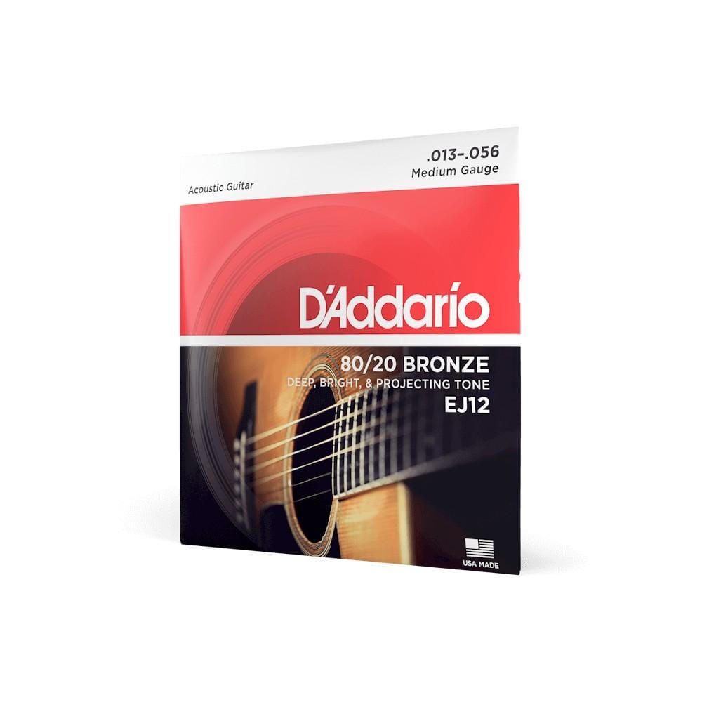 daddario acoustic guitar strings d'addario ej12 80/20 bronze medium acoustic guitar string set