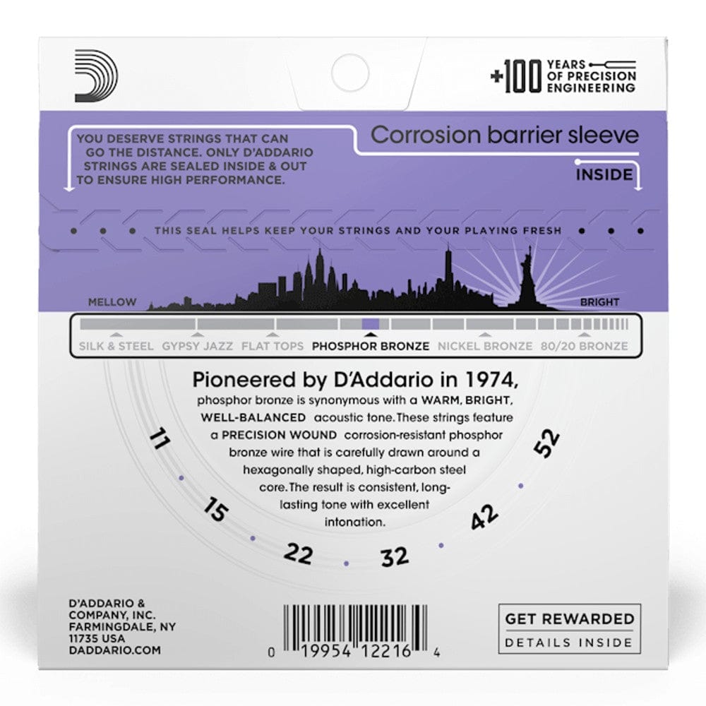 daddario acoustic guitar strings d'addario ej26 phosphor bronze hybrid acoustic guitar strings