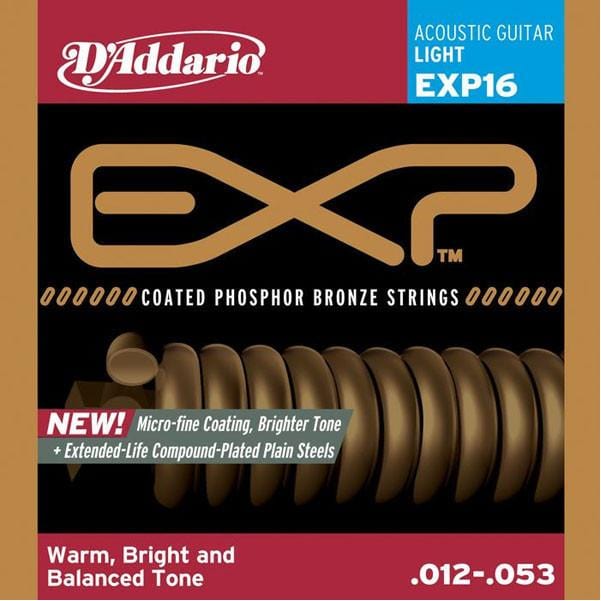 daddario acoustic guitar strings d'addario exp16 coated phosphor bronze light acoustic guitar strings