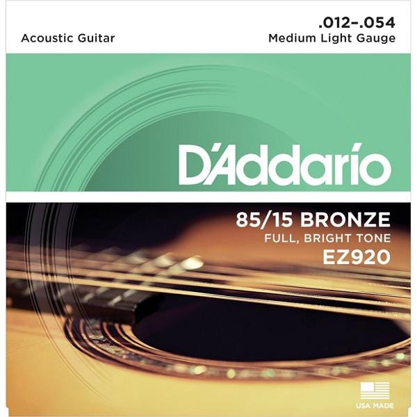 daddario acoustic guitar strings d'addario ez920 85/15 bronze medium light acoustic guitar string