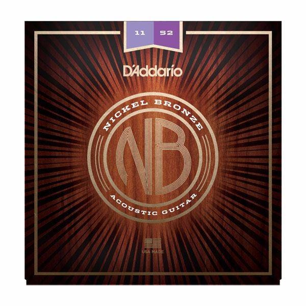 daddario acoustic guitar strings d'addario nb1152 nickel bronze acoustic strings .011-.052 custom light