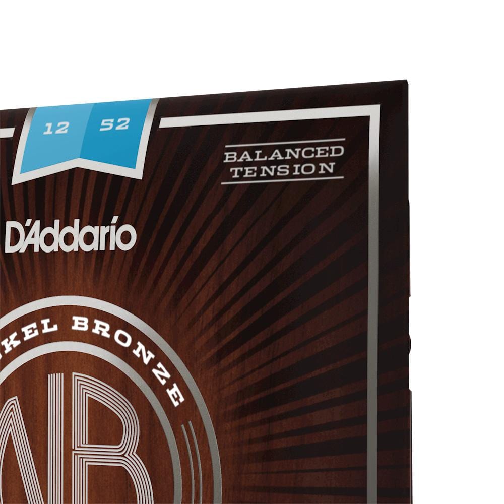 daddario acoustic guitar strings d'addario nb1252bt nickel bronze balanced tension lite acoustic guitar string set