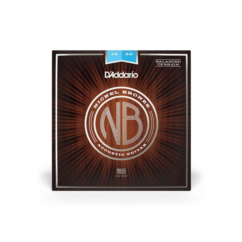 daddario acoustic guitar strings d'addario nb1252bt nickel bronze balanced tension lite acoustic guitar string set