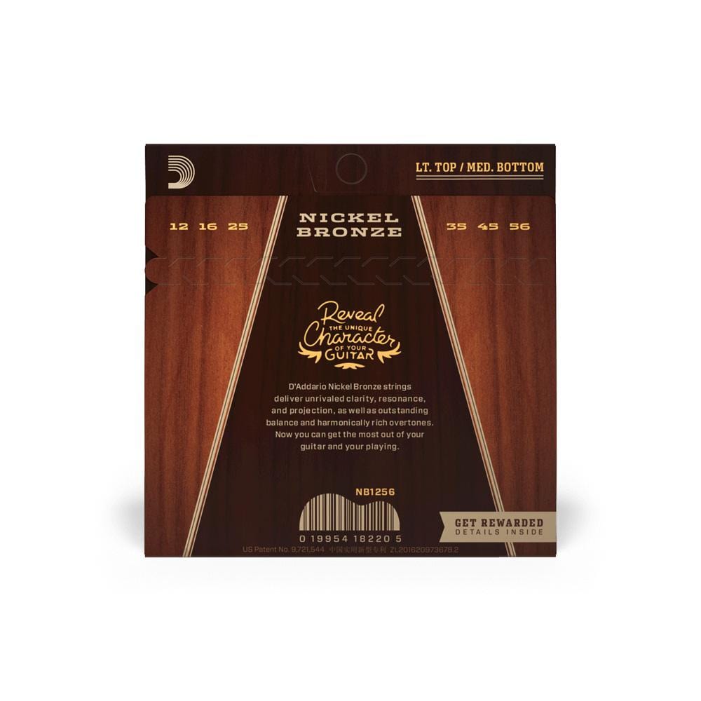 daddario acoustic guitar strings d'addario nb1256 nickel bronze acoustic guitar string set