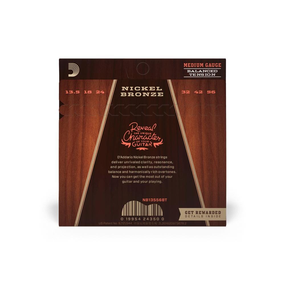 daddario acoustic guitar strings d'addario nb13556bt nickel bronze medium acoustic guiatr string set