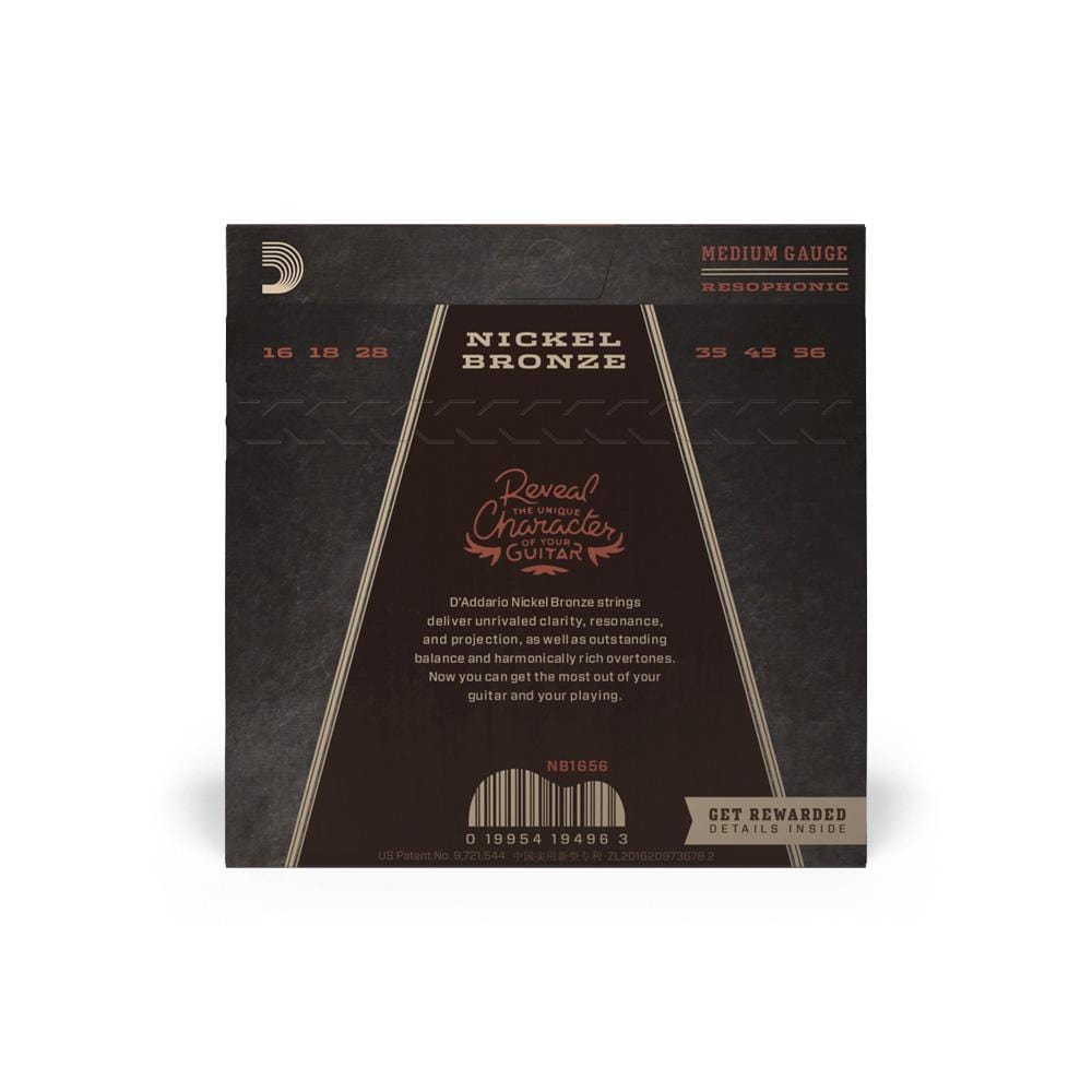 daddario acoustic guitar strings d'addario nb1656 resophonic nickel bronze string set