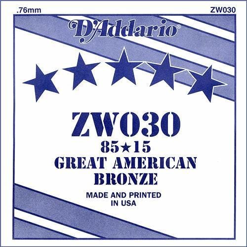 daddario acoustic guitar strings d'addario zw030 85/15 great american acoustic guitar string .030