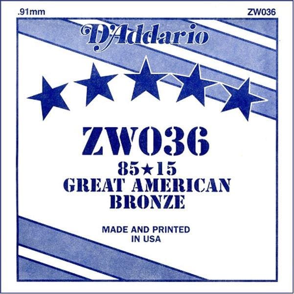 daddario acoustic guitar strings d'addario zw036 single acoustic guitar strings - 85/15 - set of 3