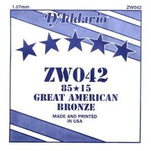 daddario acoustic guitar strings d'addario zw042 85/15 great american acoustic guitar string .042