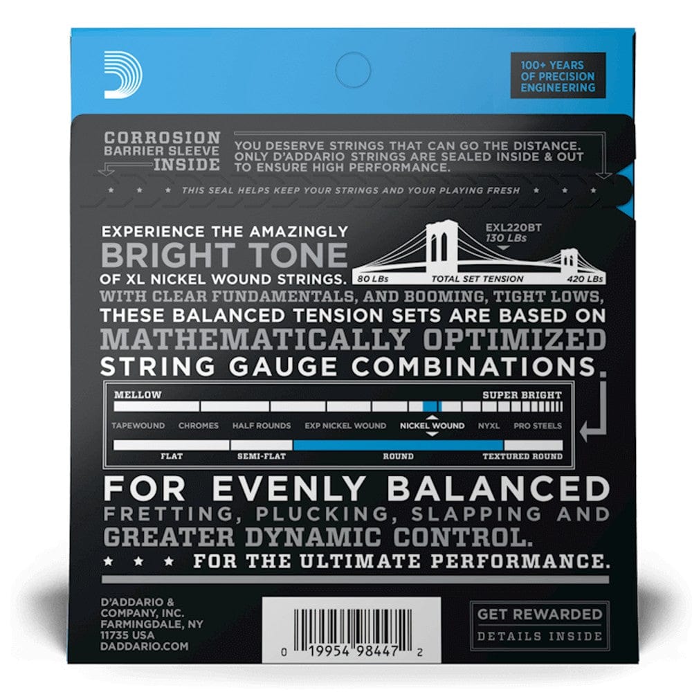 daddario bass guitar strings daddario exl220bt bass guitar strings balanced tension nickel wound