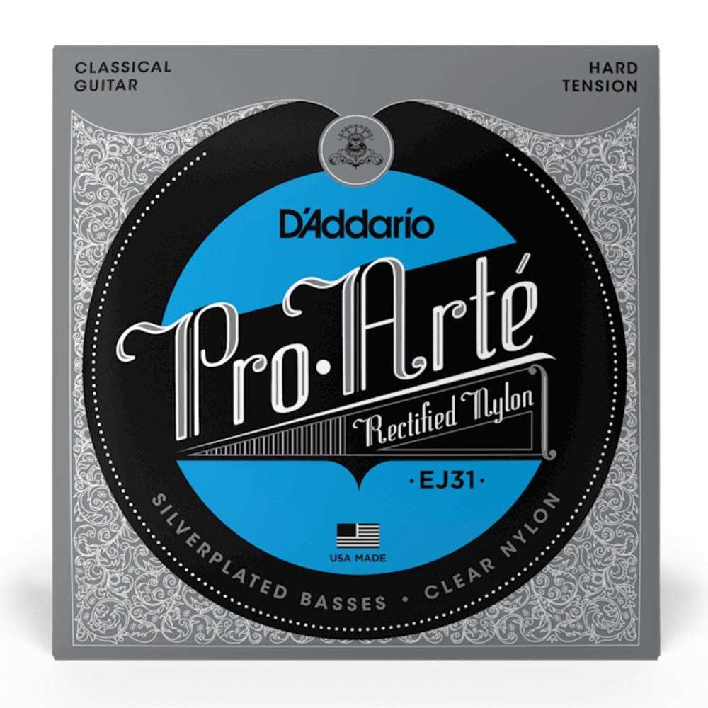 daddario classical guitar strings .029 - .044 d'addario ej31 rectified nylon hard tension tie end classical guitar string set