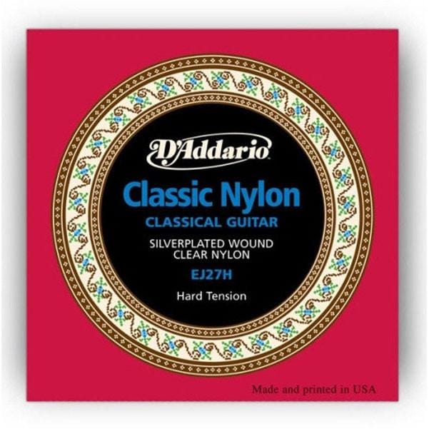 daddario classical guitar strings d'addario ej27h acoustic classical guitar nylon strings - hard tension