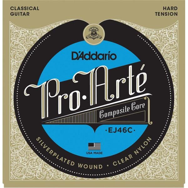 daddario classical guitar strings d'addario ej46c pro-arte composite guitar strings, hard tension