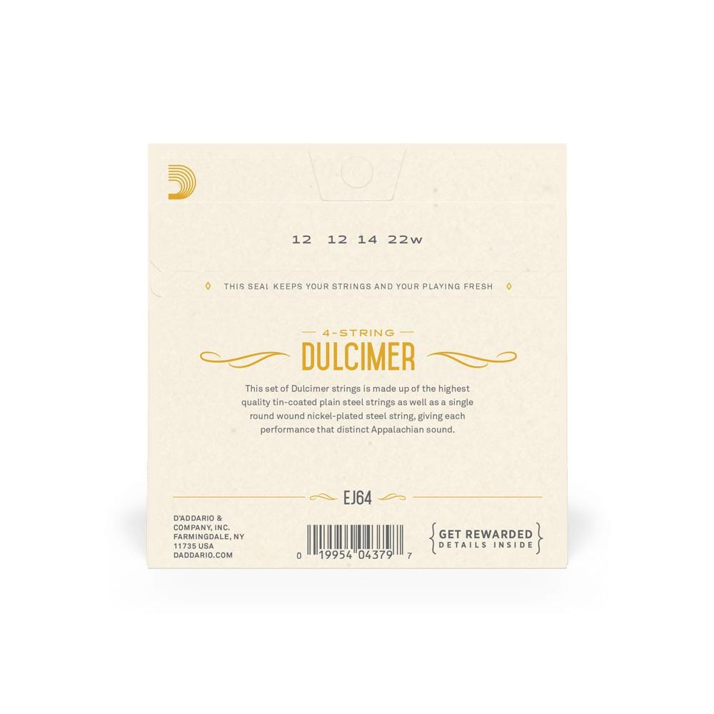 daddario dulcimer strings d'addario ej64 dulcimer 4 string set