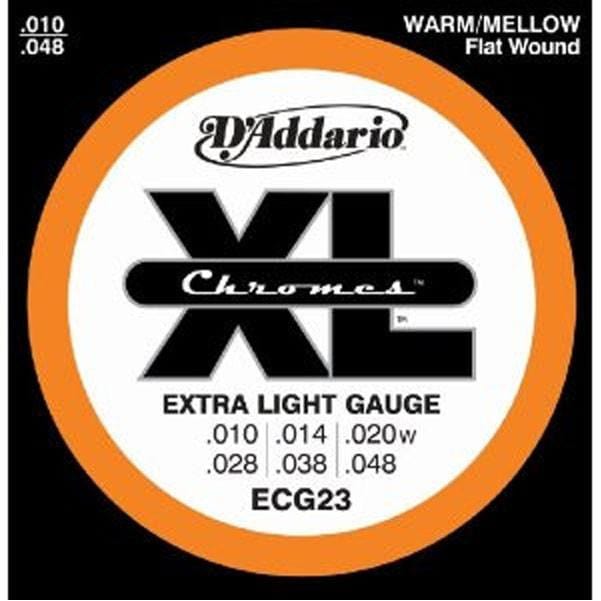 daddario electric guitar strings d'addario ecg23 electric guitar strings flat wound - extra light 10-48