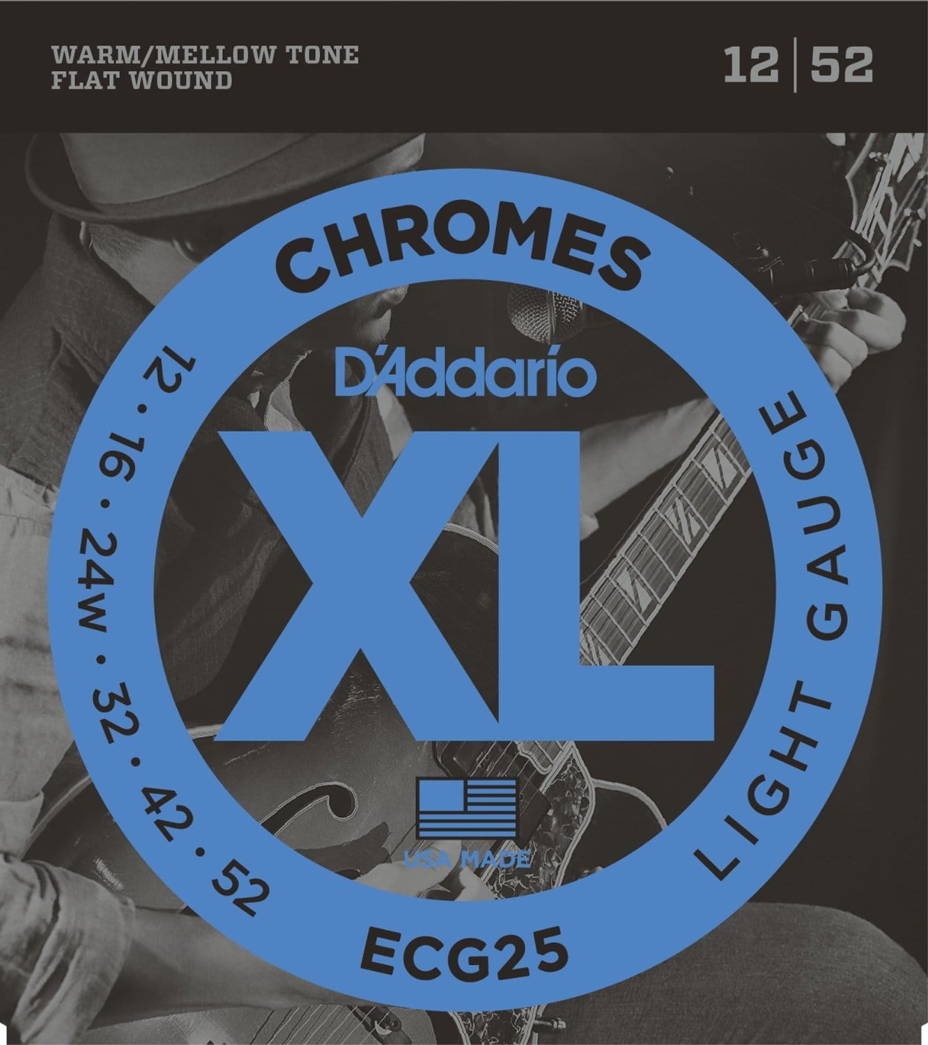 daddario electric guitar strings d'addario ecg25 electric guitar strings - chromes flat wound, light