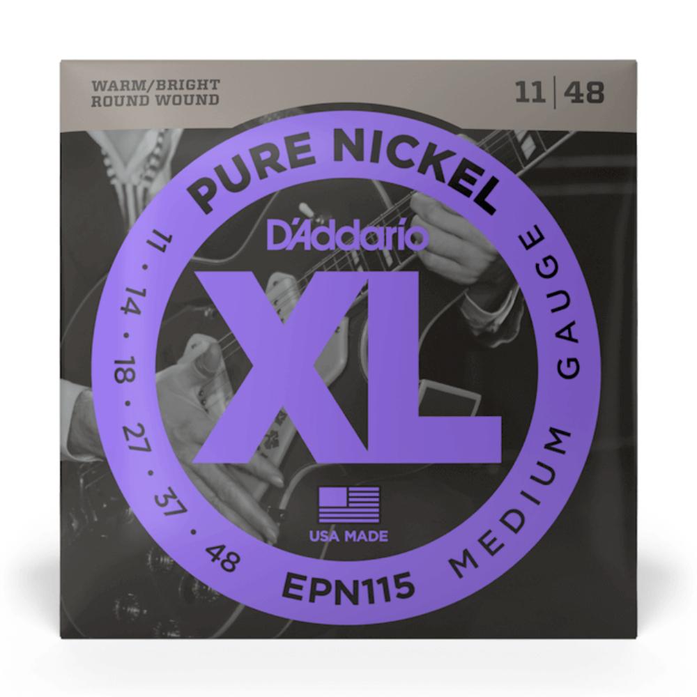 daddario electric guitar strings d'addario epn115 xl pure nickel wound electric guitar strings 11-48