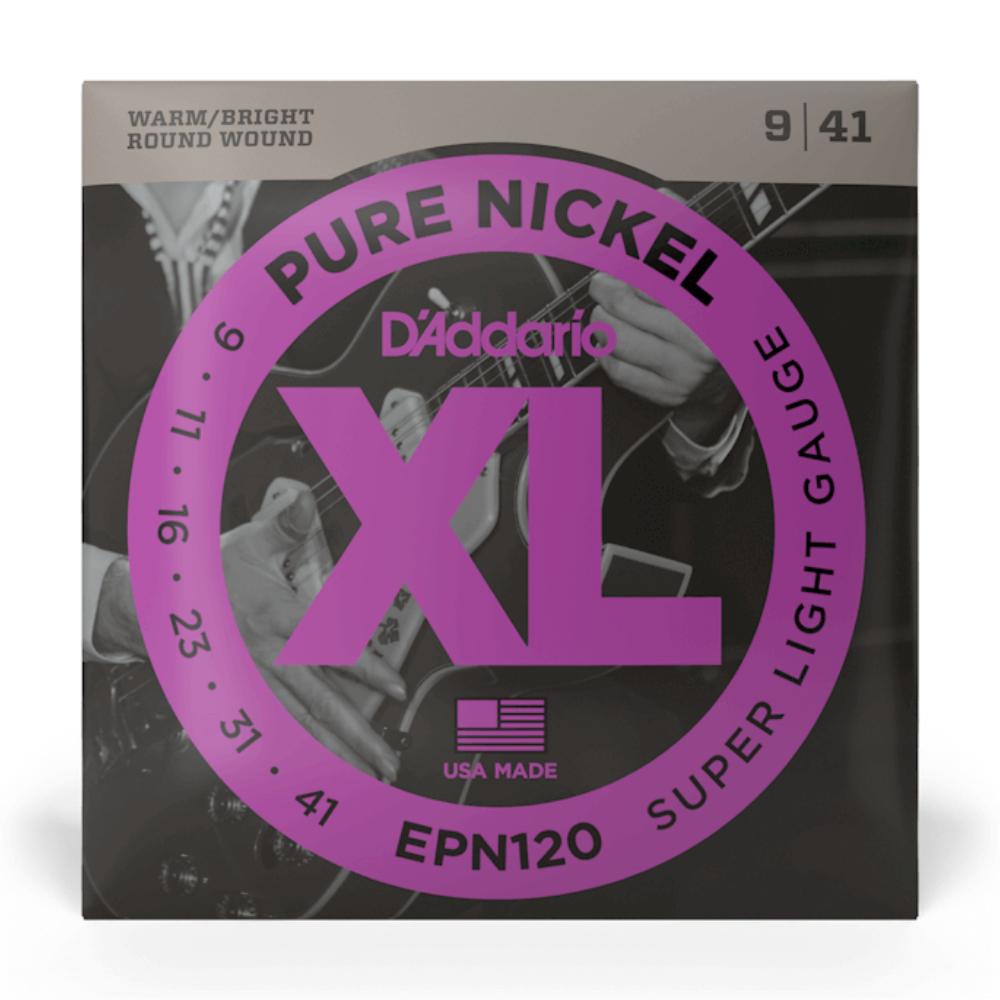 daddario electric guitar strings d'addario epn120 xl pure nickel wound super light electric guitar strings 09-41