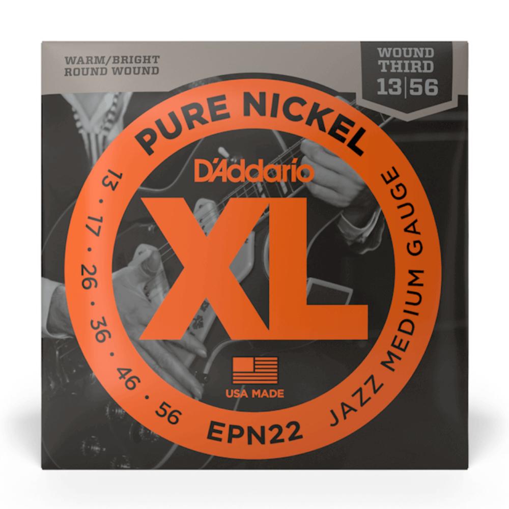 daddario electric guitar strings d'addario epn22 xl pure nickel wound jazz medium electric guitar strings 13-56