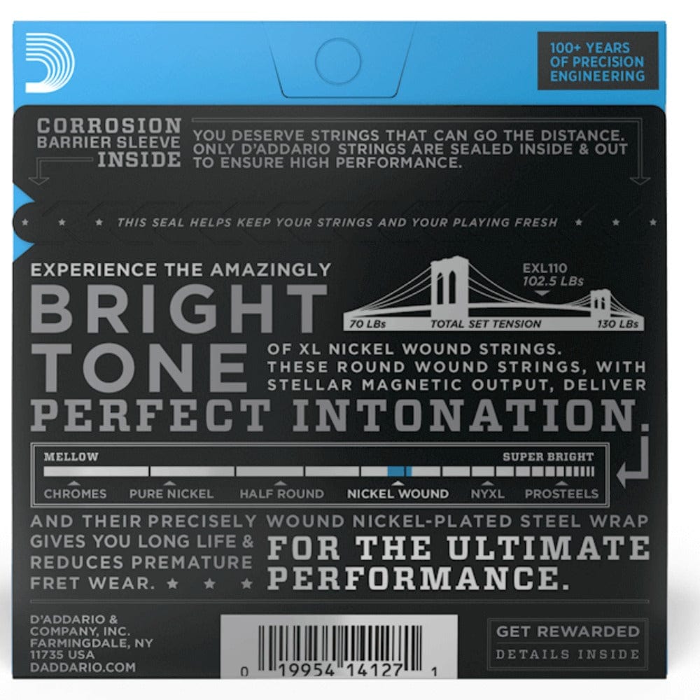 daddario electric guitar strings d'addario exl110 electric guitar strings, nickel, regular light