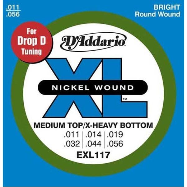 daddario electric guitar strings d'addario exl117 electric guitar strings - .011 - .056 drop d
