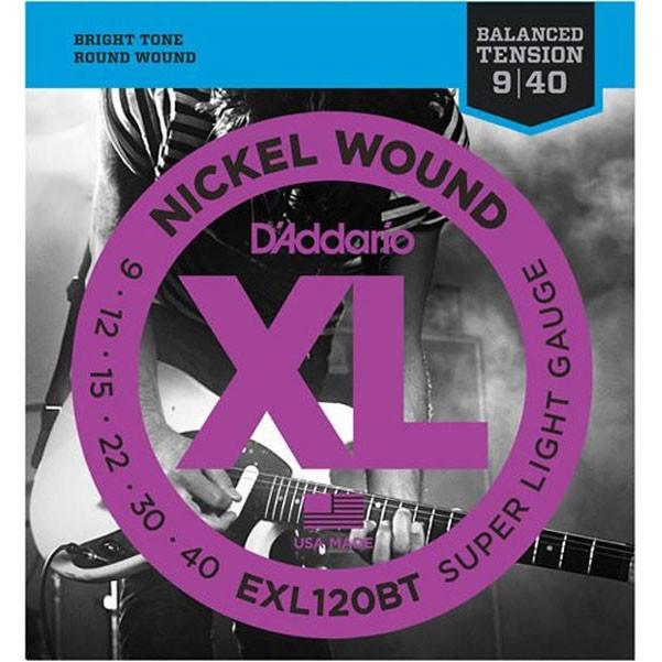 daddario electric guitar strings d'addario exl120bt electric guitar strings - nickel wound 9-40