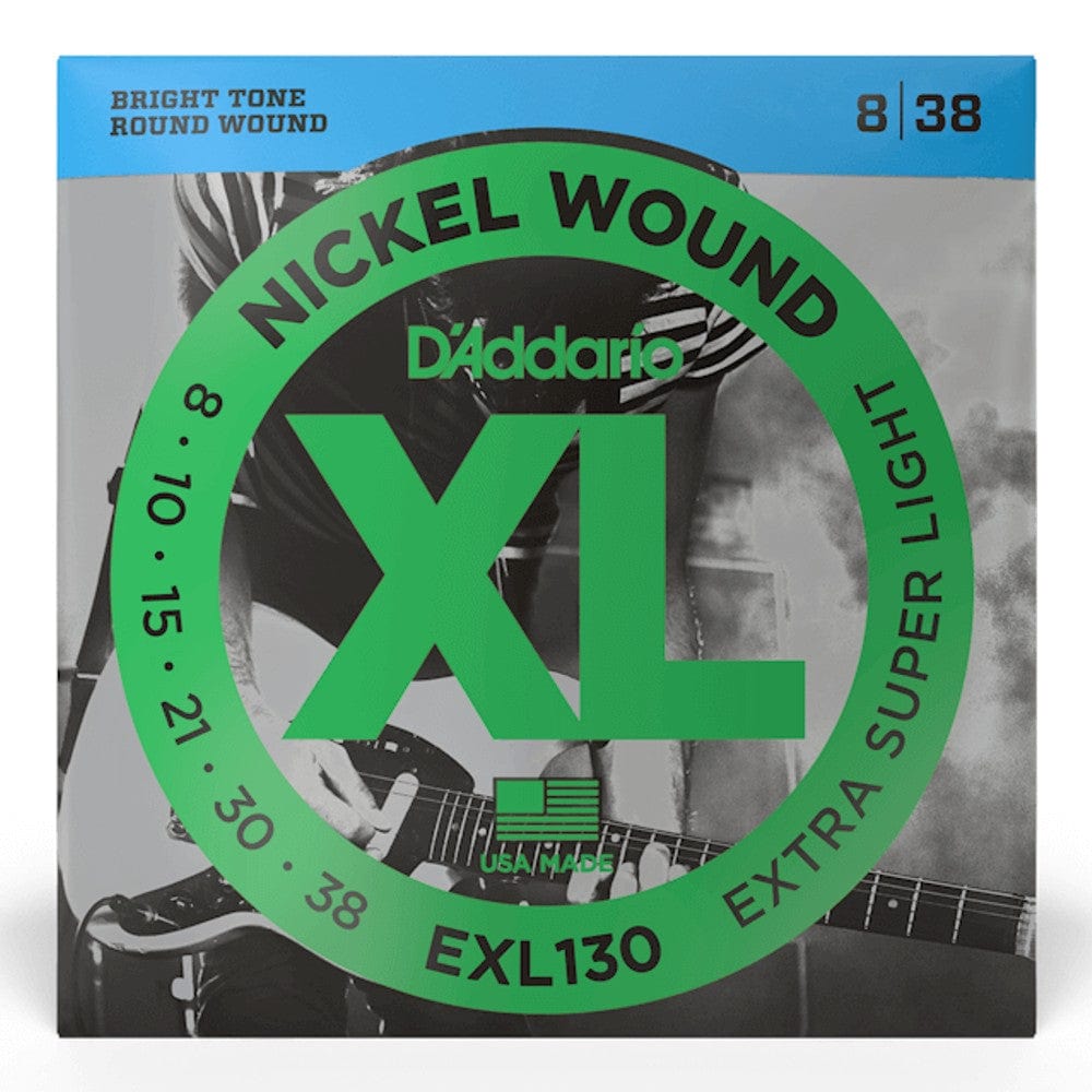 daddario electric guitar strings d'addario exl130 electric guitar strings, nickel wound .08 - .38
