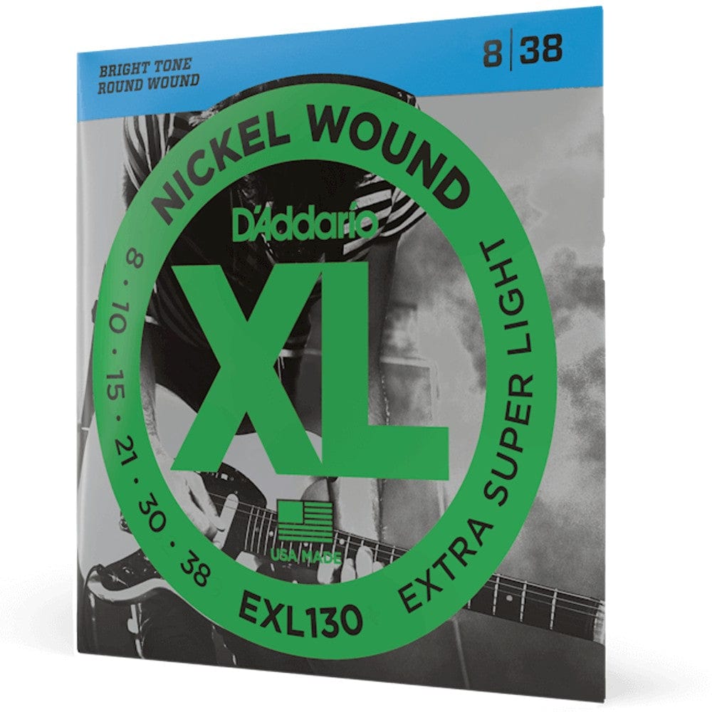 daddario electric guitar strings d'addario exl130 electric guitar strings, nickel wound .08 - .38