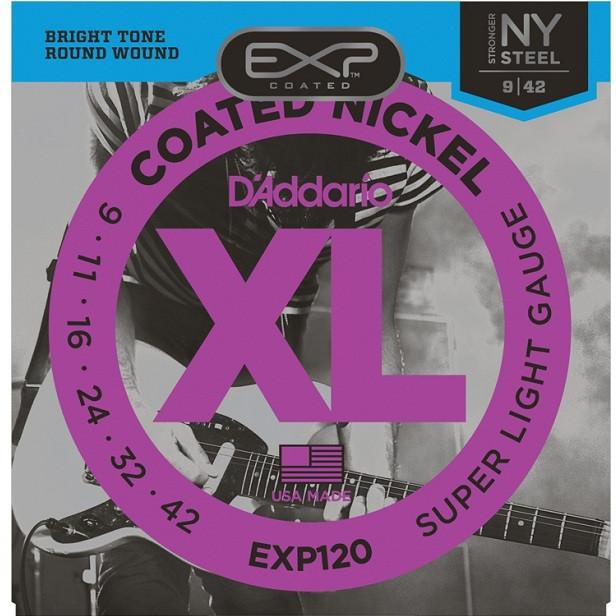 daddario electric guitar strings d'addario exp120 .009-.042 ni coated electric guitar strings