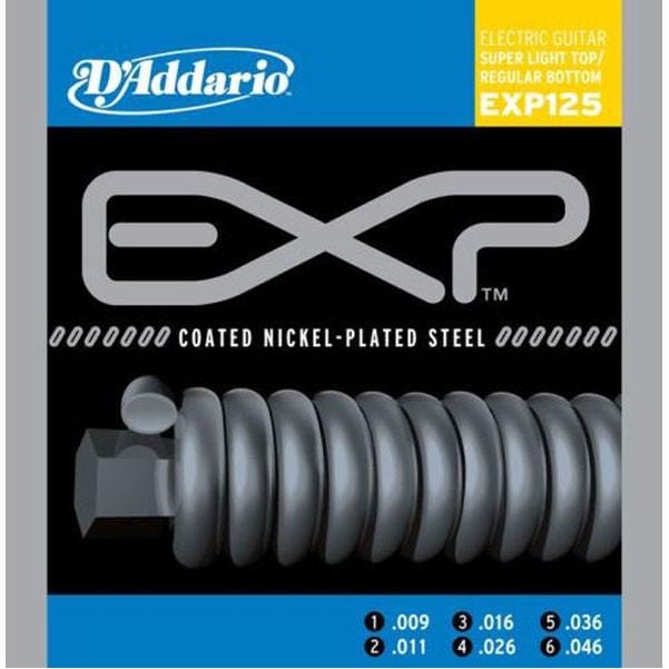 daddario electric guitar strings d'addario exp125 .009-.046 electric light top/bottom guitar strings