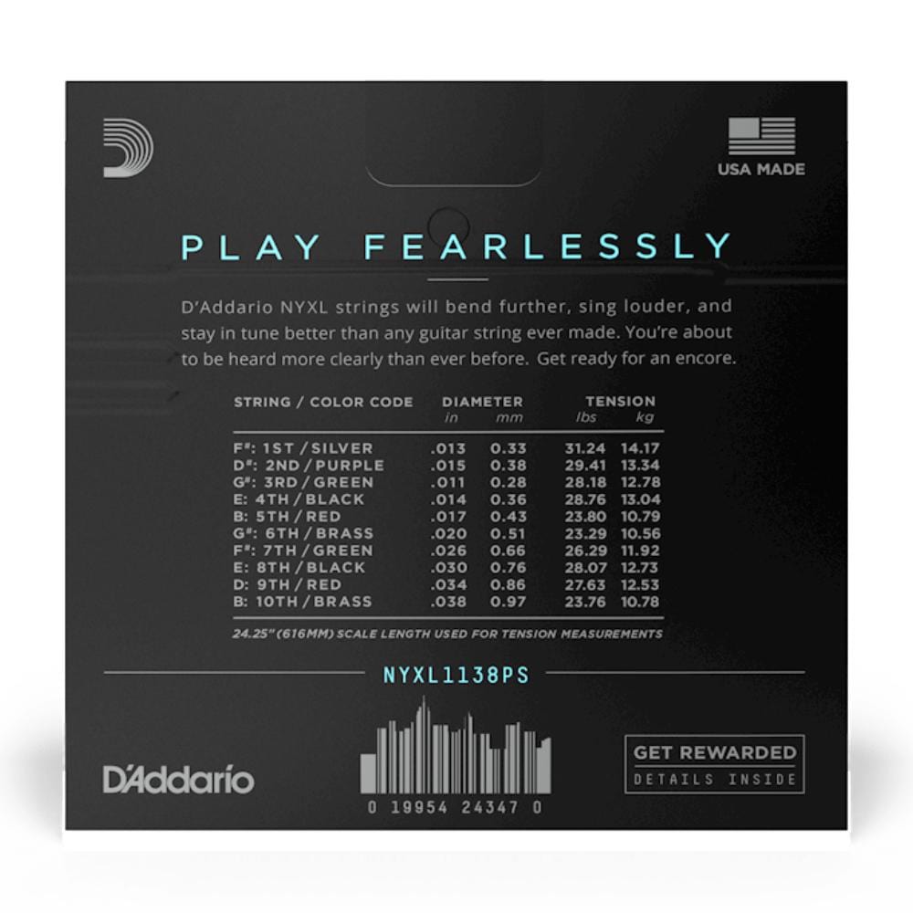 daddario electric guitar strings d'addario nyxl1138ps e9th pedal steel regular light electric guitar string set