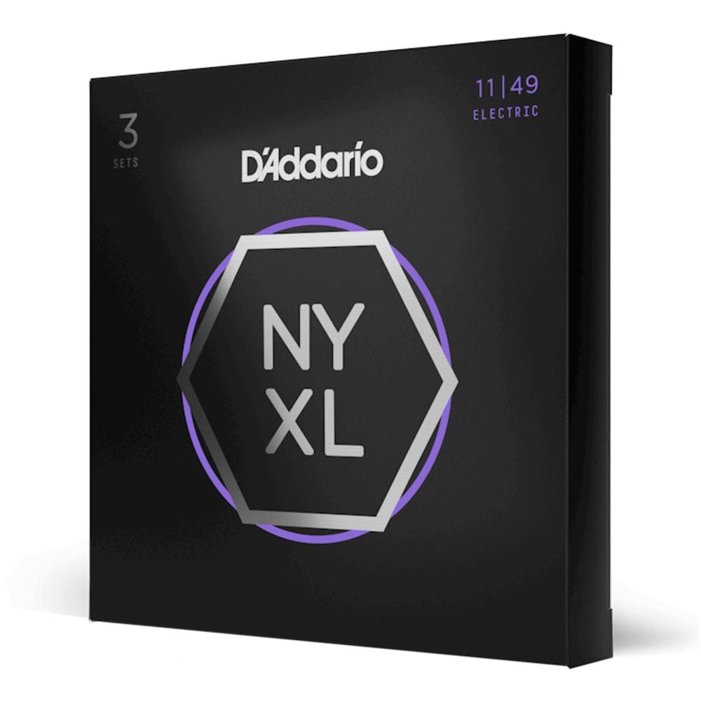 daddario electric guitar strings d'addario nyxl1149 electric guitar strings nickel wound medium 11-49 #quantity_pack-of-3