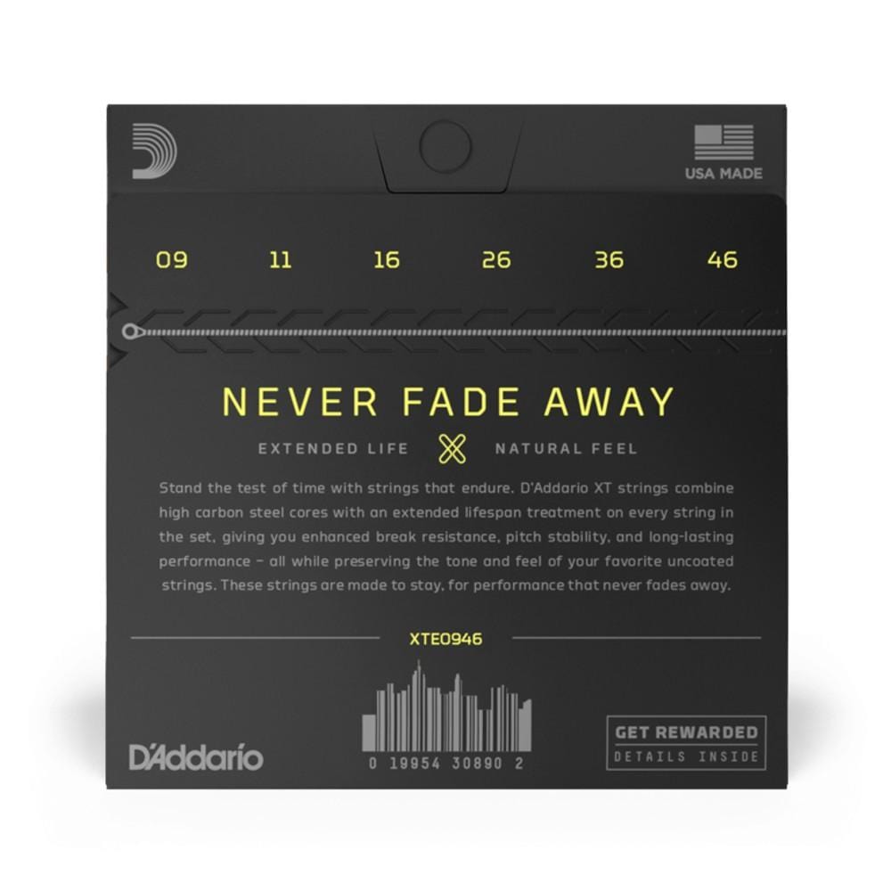 daddario electric guitar strings d'addario xt nickel plated steel electric guitar strings coated set #gauges_.009-.046-super-light-top-regular-bottom