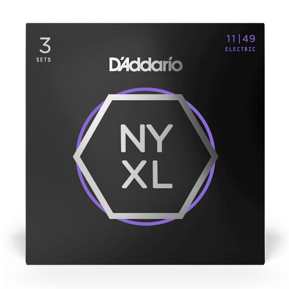 daddario electric guitar strings pack of 3 d'addario nyxl1149 electric guitar strings nickel wound medium 11-49 #quantity_pack-of-3