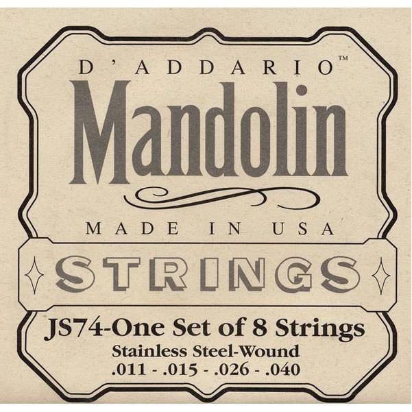 daddario mandolin strings d'addario js74 stainless steel wound mandolin strings