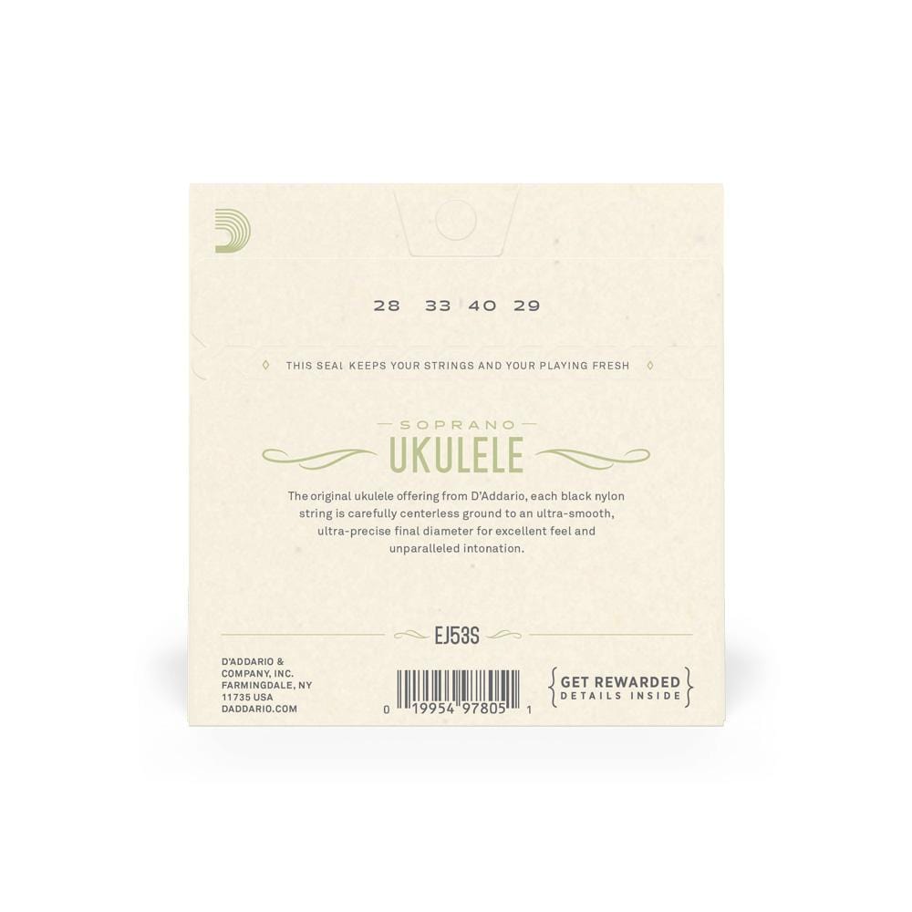daddario ukulele strings d'addario ej53s soprano ukulele string set