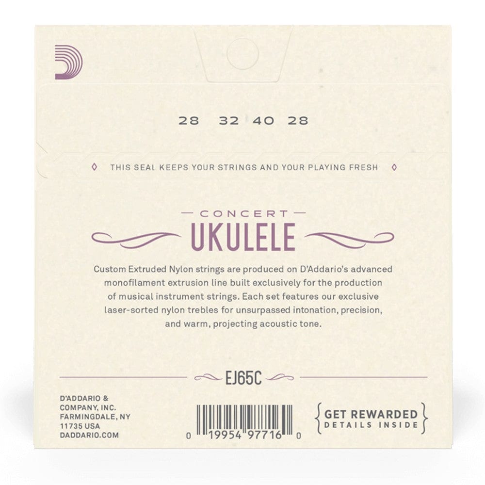 daddario ukulele strings d'addario ej65c ukulele strings - pro-art̩ custom extruded nylon