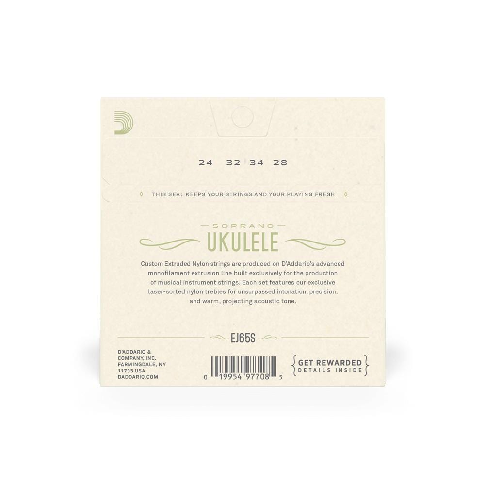 daddario ukulele strings d'addario ej65s soprano ukulele string set
