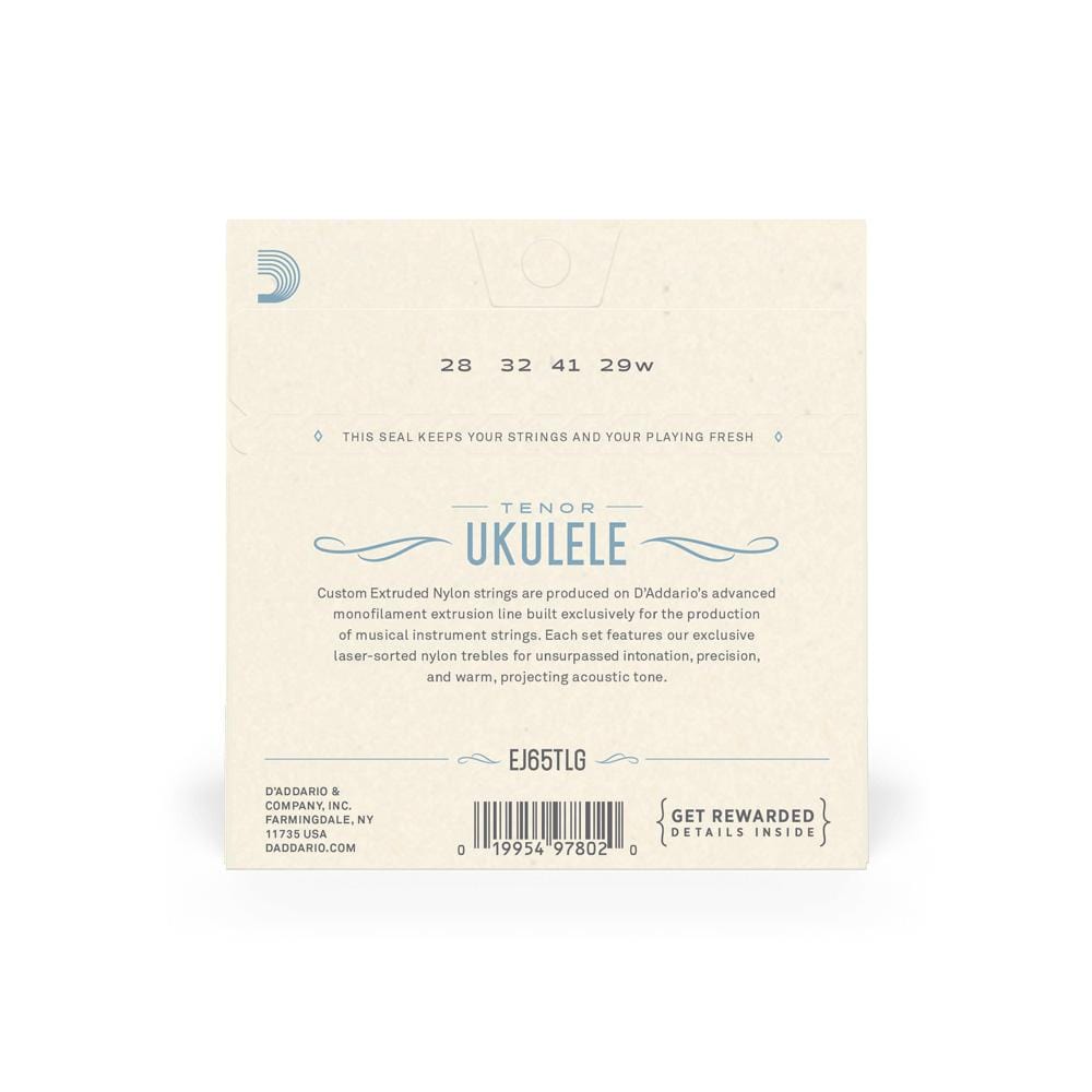 daddario ukulele strings d'addario ej65tlg tenor ukulele low g string set