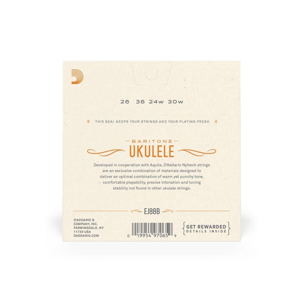 daddario ukulele strings d'addario ej88b baritone ukulele string set