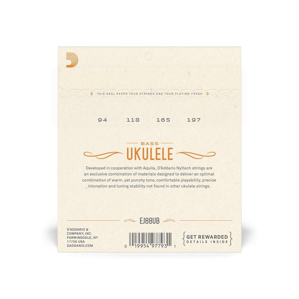 daddario ukulele strings d'addario ej88ub u bass ukulele string set
