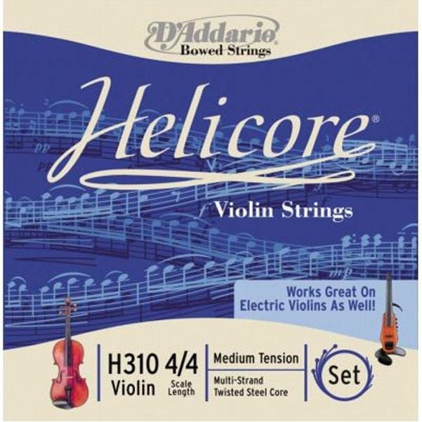 daddario violin strings d'addario helicore h310 4/4m medium violin string set