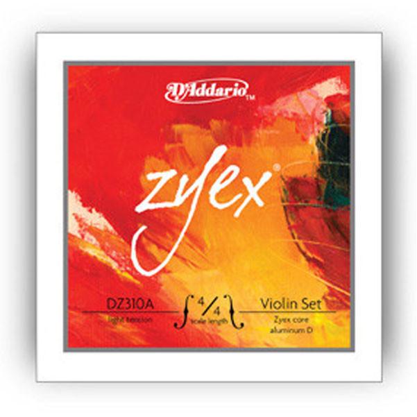 daddario violin strings d'addario zyex aluminum d 4/4 light-set dz310a violin strings