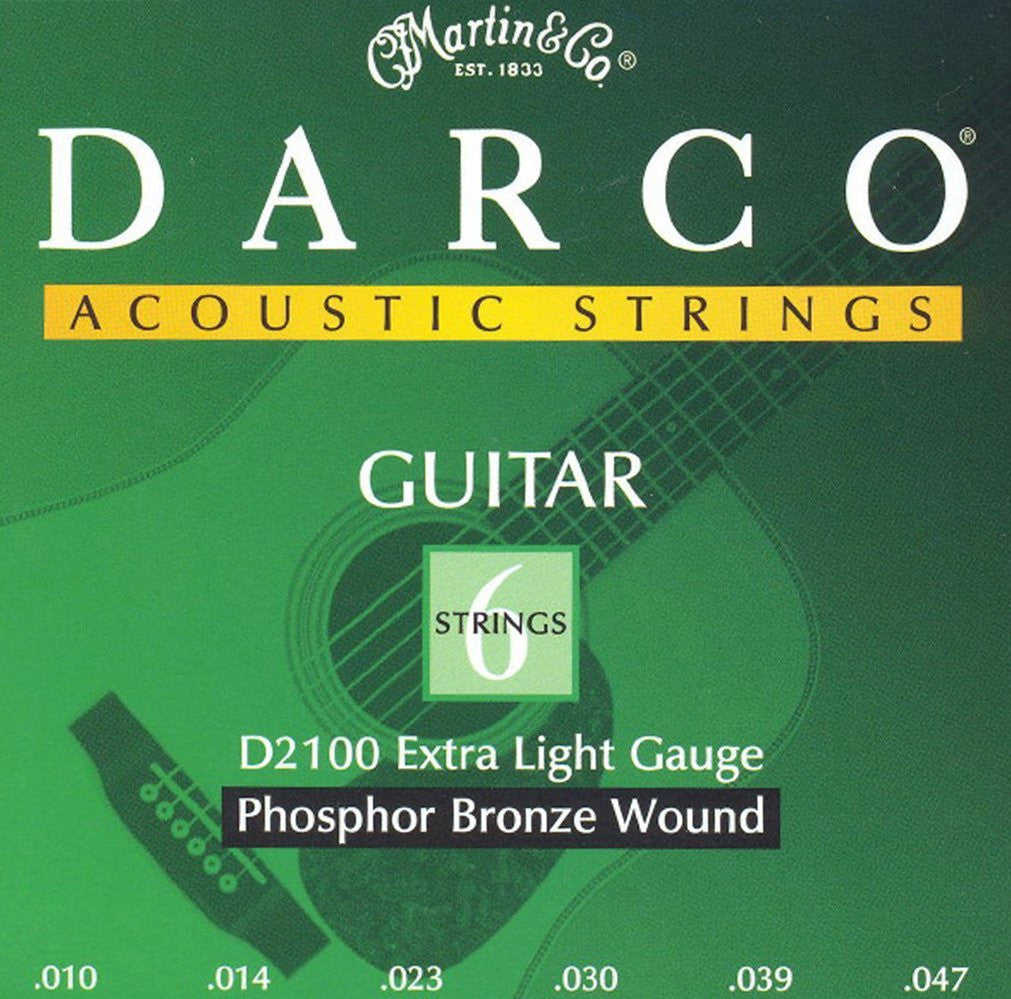 darco acoustic guitar strings darco d2100 acoustic guitar strings - phosphor bronze, extra light