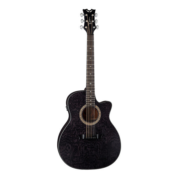 dean electro acoustic guitars dean guitar exotica quilt ash cutaway electro acoustic guitar - trans black